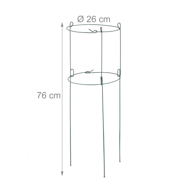Lot de 6 tuteurs ronds en métal galvanisé pour plantes grimpantes intérieur et extérieur 150 x 30 x 30 cm en métal vert 13_0012543