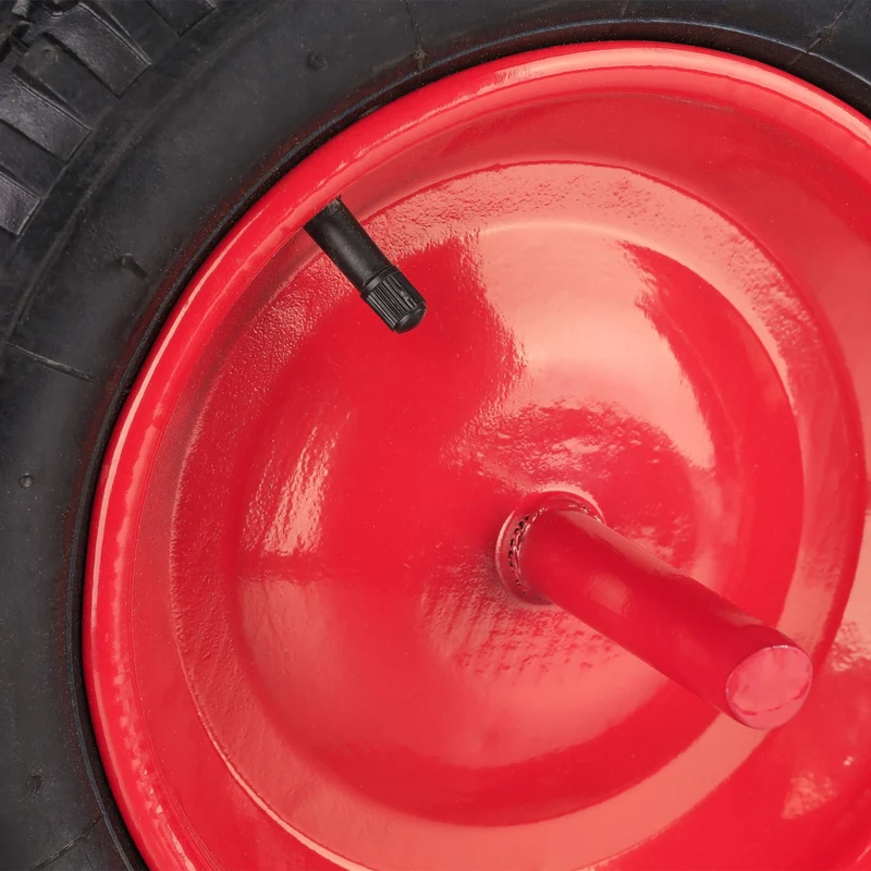 Roue de brouette pneumatique avec axe fixe 3.50-8 conduite facile finition mate en acier rouge 13_0012299