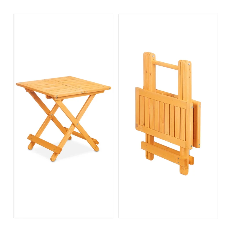 Table pliante d'appoint pratique jardin terrasse 70 x 50 x 50 cm en bois naturel 13_0011259