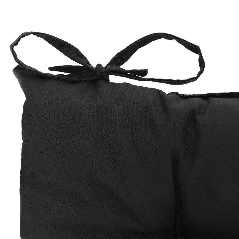 Lot de 4 galettes de chaise confortables avec attaches pour intérieur extérieur 40 x 40 x 4 cm en plastique noir 13_0010864