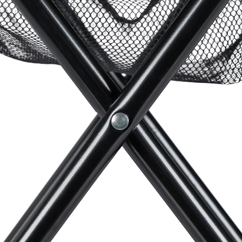 Tabouret pliant de jardin compact léger 40 x 30 x 30 cm avec poche rangement usage extérieur en polyester noir 13_0010643