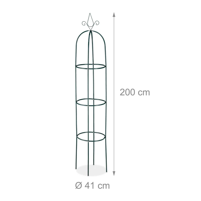 Lot de 2 tuteurs à tomates en fer design décoratif jardin 120 x 30 x 30 cm en métal vert 13_0012025
