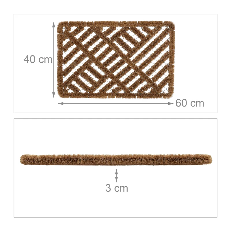 Paillasson grillagé pratique intérieur extérieur 40 x 60 cm en fibres de coco marron 13_0011174