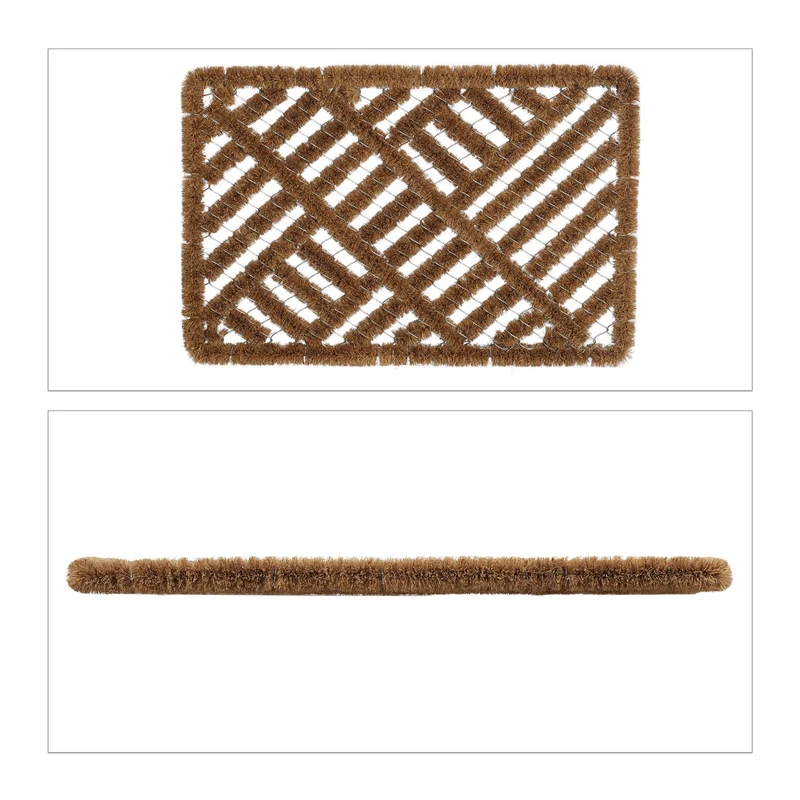 Paillasson grillagé pratique intérieur extérieur 40 x 60 cm en fibres de coco marron 13_0011174