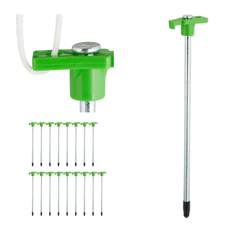 Lot de 18 piquets de fixation durables pour tentes sol rocailleux 25 x 4 x 1,5 cm en acier argenté 13_0013290