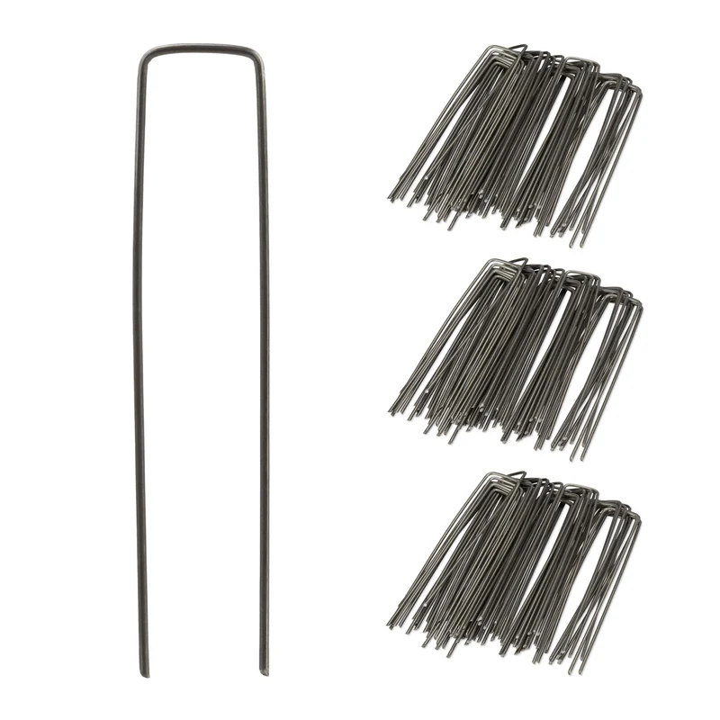 Lot de 150 piquets de jardin en acier anti-corrosion pour fixation de toiles et bâches 15 cm en acier gris 13_0012921