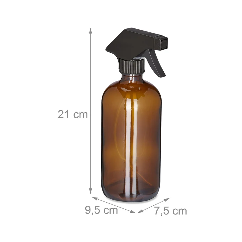 Lot de 6 pulvérisateurs en verre ergonomiques 500 ml pour cheveux et plantes en verre marron 13_0013287