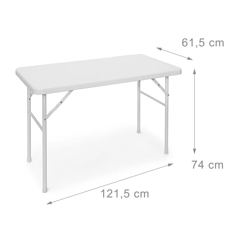Table pliante rectangulaire jardin 74 x 121,5 x 61,5 cm facile à ranger design moderne en plastique gris 13_0009417