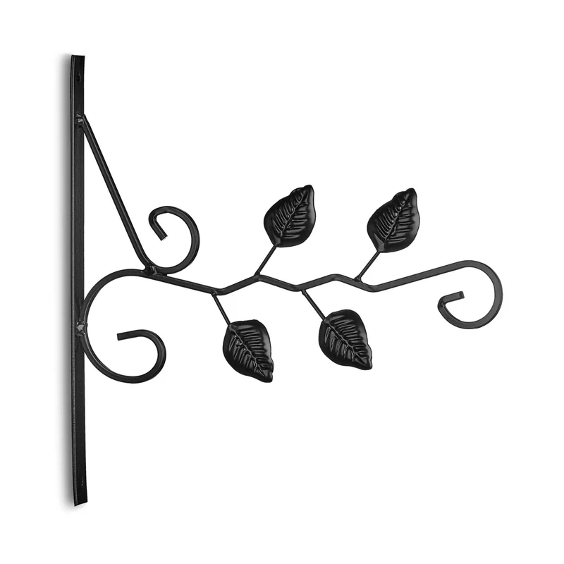 Lot de 2 crochets de suspension décoratifs fer pour murs jardin terrasse extérieur en fer noir 13_0012244
