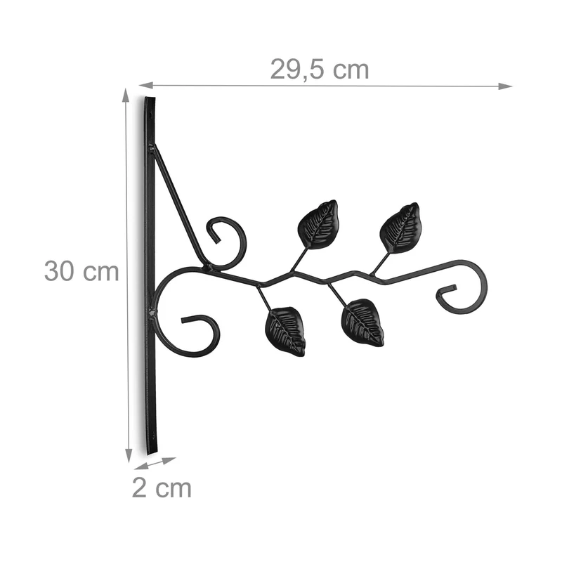Lot de 2 crochets de suspension décoratifs fer pour murs jardin terrasse extérieur en fer noir 13_0012244