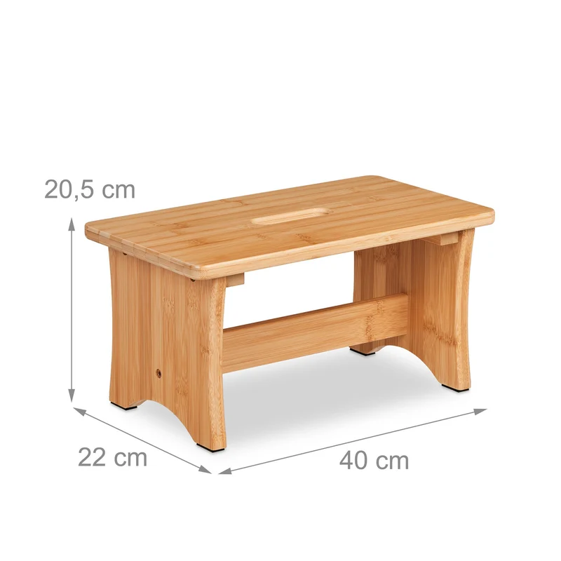 Tabouret de rangement multifonction entrée cuisine salon 40 x 30 x 30 cm en bambou naturel 13_0013594