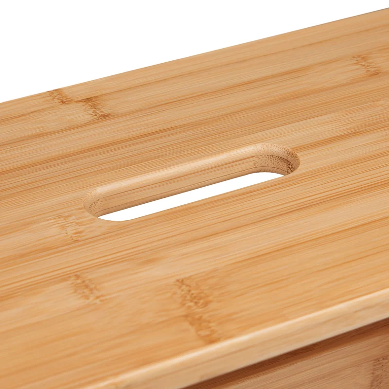 Tabouret de rangement multifonction entrée cuisine salon 40 x 30 x 30 cm en bambou naturel 13_0013594
