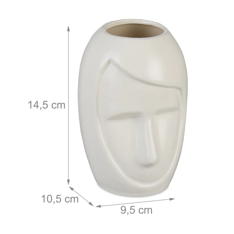 Vase décoratif original design bohème 30 x 15 x 15 cm polyvalent pour fleurs roseaux en céramique blanc 13_0013766