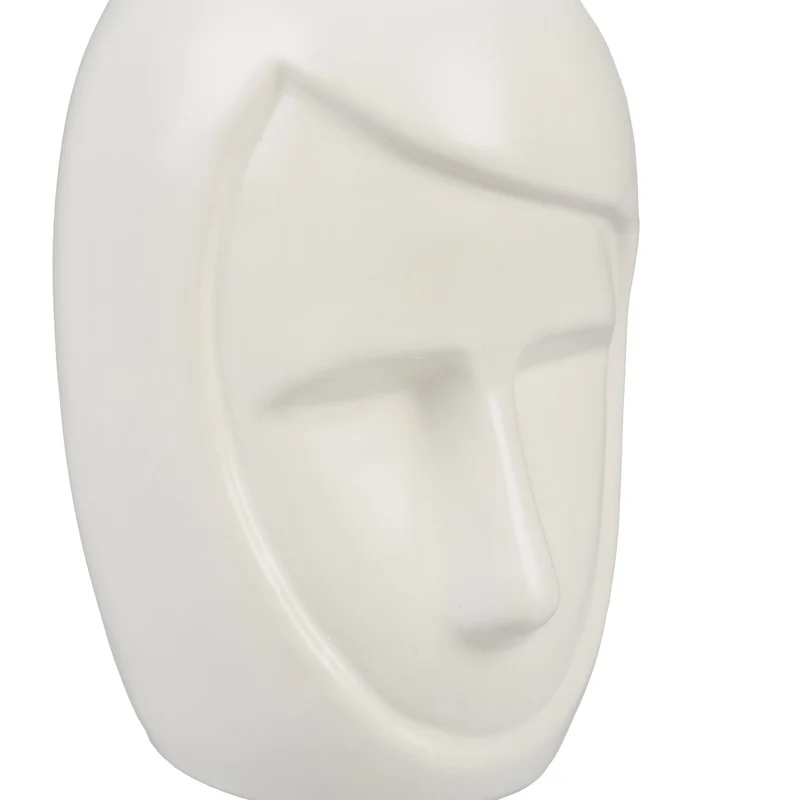 Vase décoratif original design bohème 30 x 15 x 15 cm polyvalent pour fleurs roseaux en céramique blanc 13_0013766