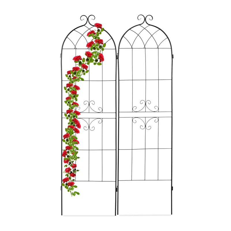 Lot de 2 tuteurs à tomates ajustables support pour plantes grimpantes jardin en métal vert 13_0012190