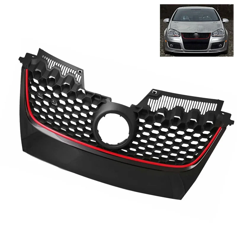 Calandre Golf 5 GTI Bande Rouge Logo Chrome