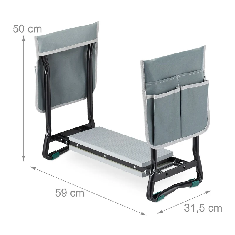 Banc de jardinage pliable au design pratique avec coussin rembourré 80 x 30 x 20 cm en polyester vert 13_0011884