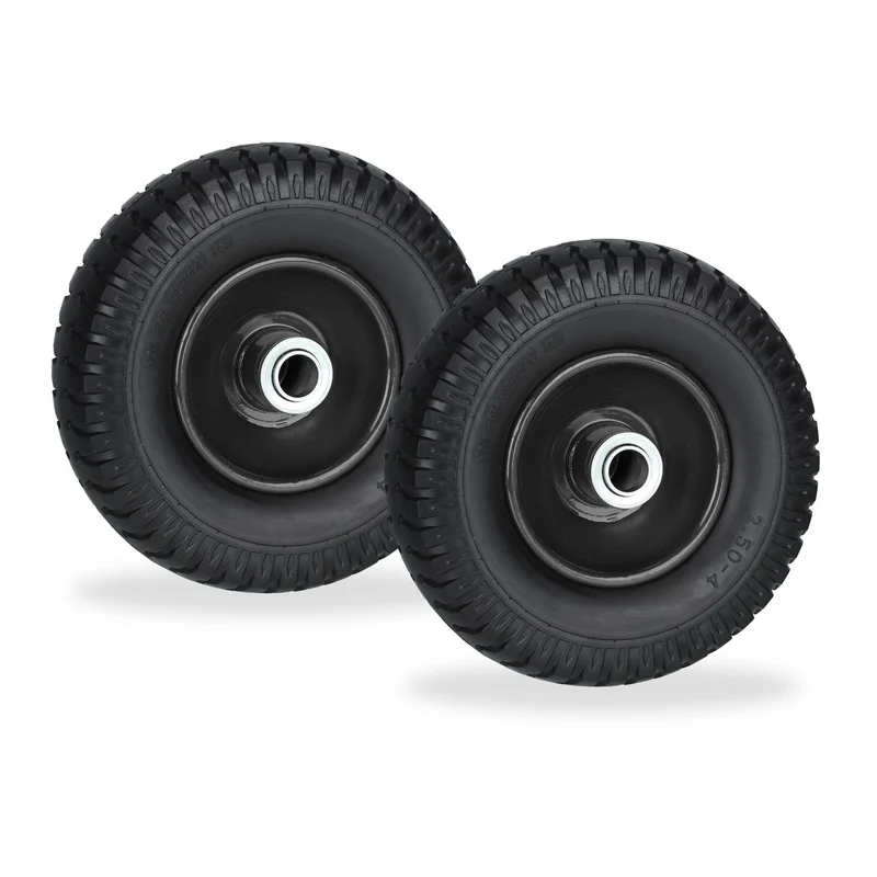 Lot de 2 roues de brouette increvables 2.50-4 maniabilité optimale surface profilée en PU noir 13_0012282