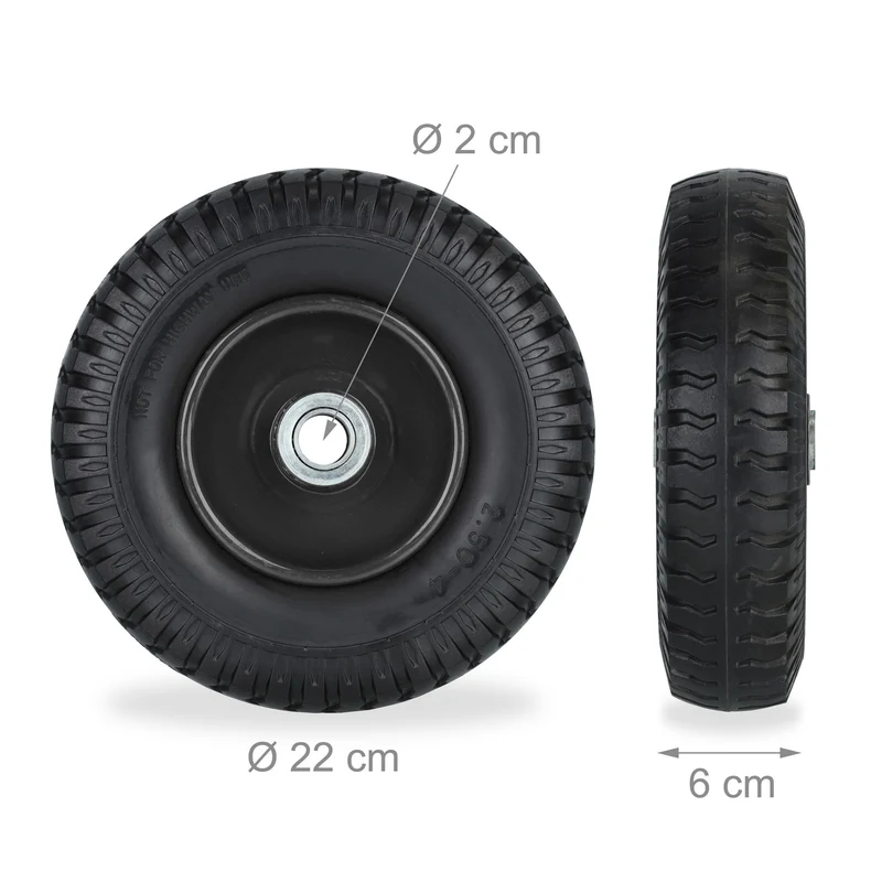 Lot de 2 roues de brouette increvables 2.50-4 maniabilité optimale surface profilée en PU noir 13_0012282