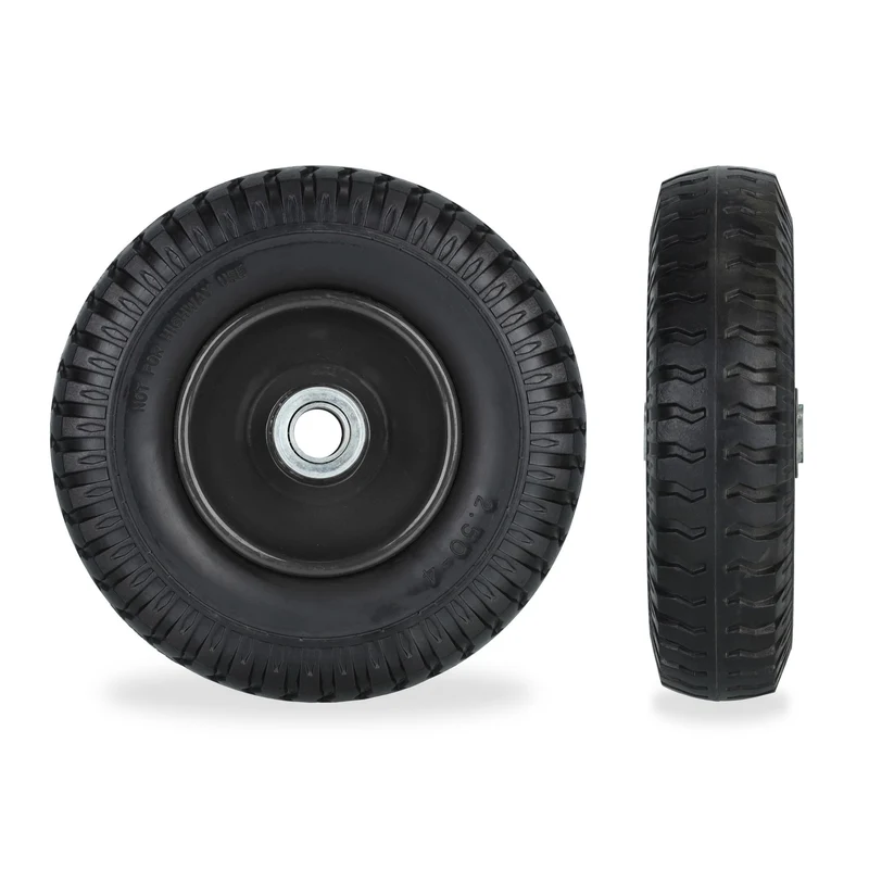 Lot de 2 roues de brouette increvables 2.50-4 maniabilité optimale surface profilée en PU noir 13_0012282