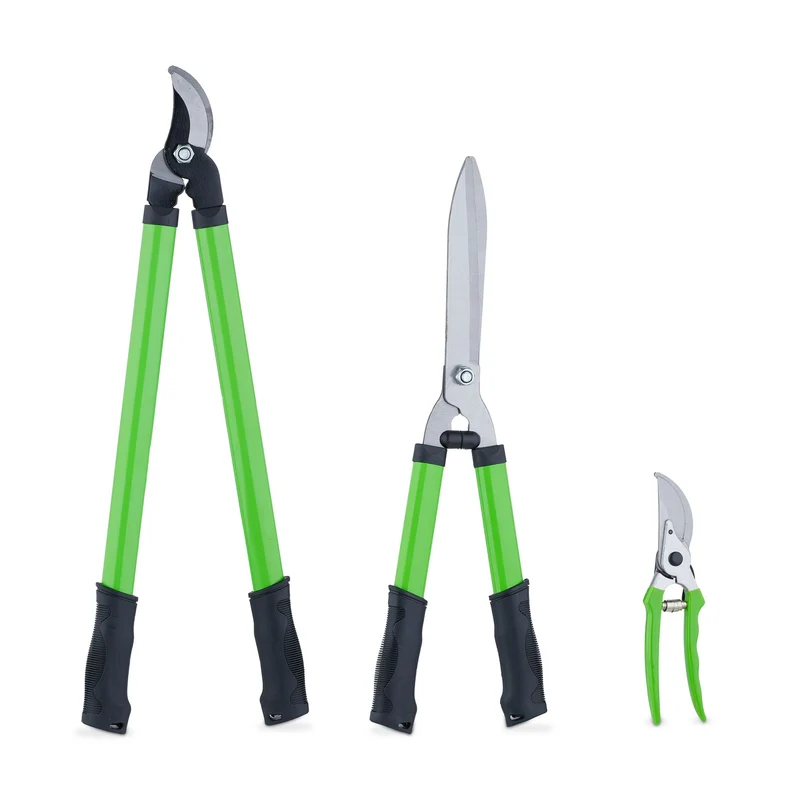 Lot de 3 outils de jardinage taille précise cisaille sécateur taille-haie ergonomique 35 x 20 x 10 cm en acier noir 13_0012978