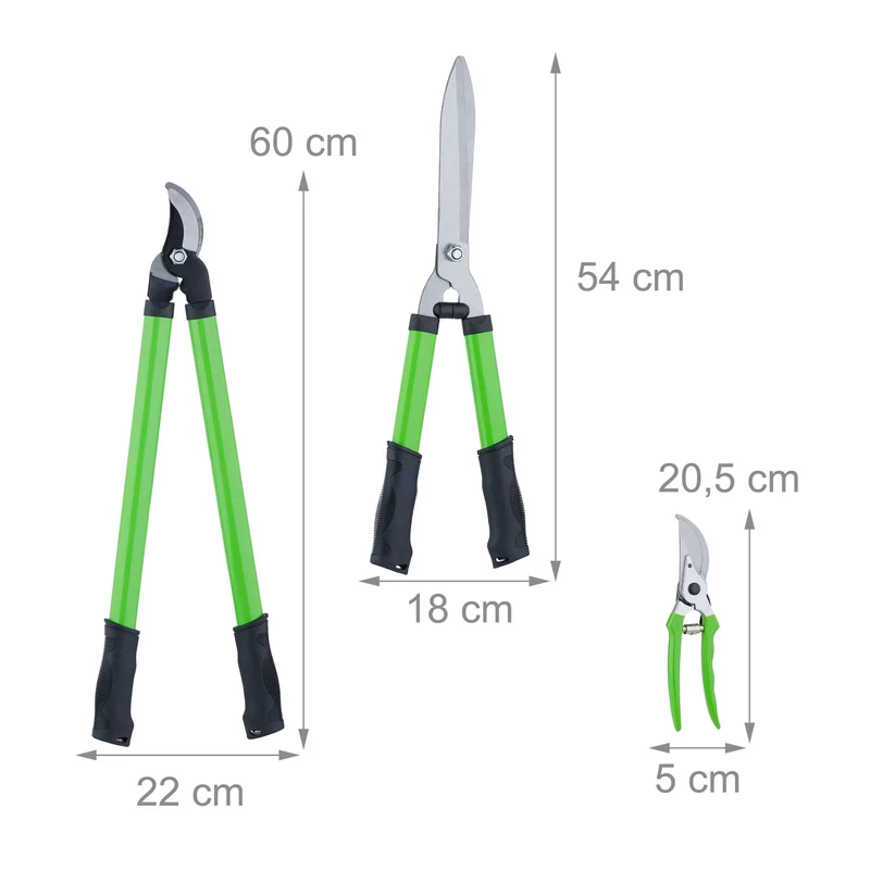 Lot de 3 outils de jardinage taille précise cisaille sécateur taille-haie ergonomique 35 x 20 x 10 cm en acier noir 13_0012978