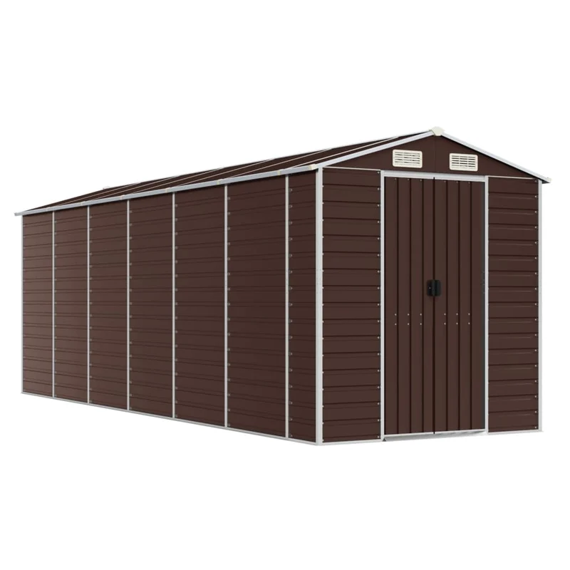 Abri de jardin cabane cabanon maison de stockage remise extérieur hangar outils robuste 191 x 555 x 198 cm acier galvanisé marron 02_0022273