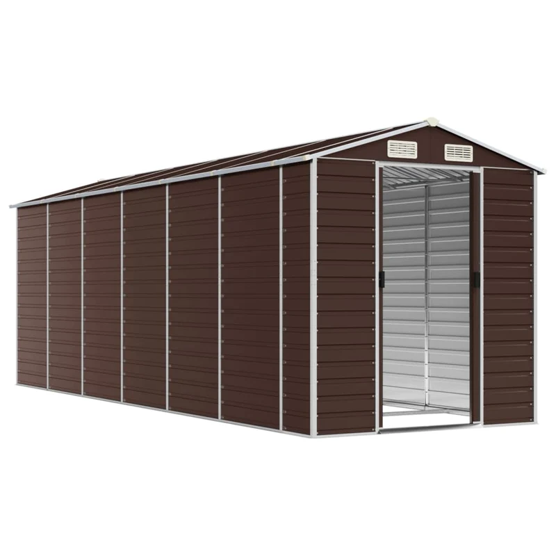 Abri de jardin cabane cabanon maison de stockage remise extérieur hangar outils robuste 191 x 555 x 198 cm acier galvanisé marron 02_0022273