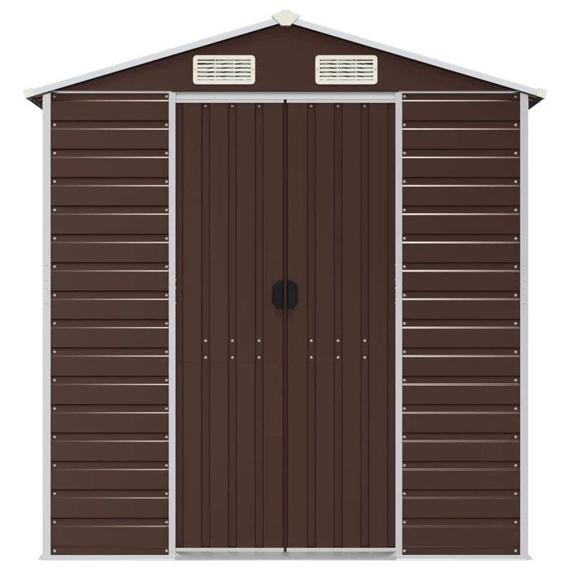 Abri de jardin cabane cabanon maison de stockage remise extérieur hangar outils robuste 191 x 555 x 198 cm acier galvanisé marron 02_0022273