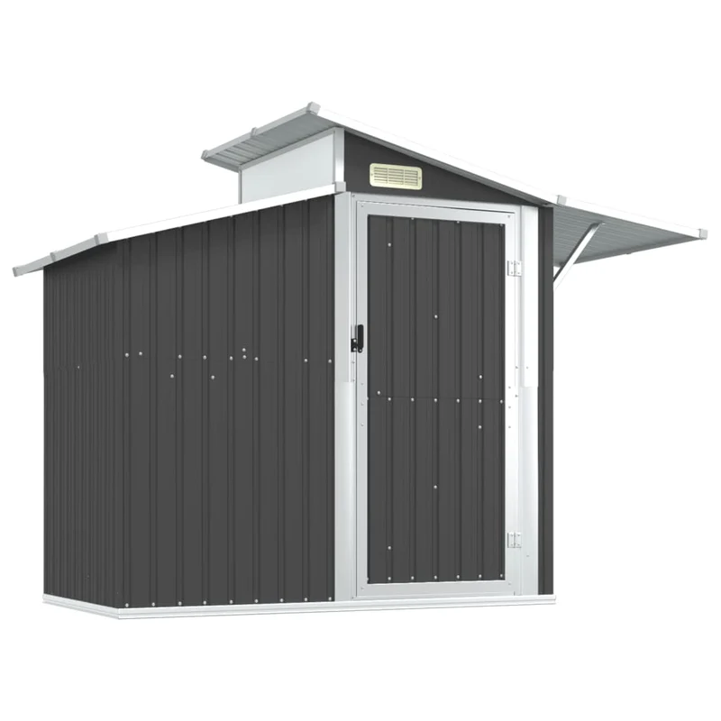 Abri de jardin cabane cabanon maison de stockage remise extérieur hangar outils robuste 270 x 130 x 208,5 cm acier galvanisé anthracite 02_0022210