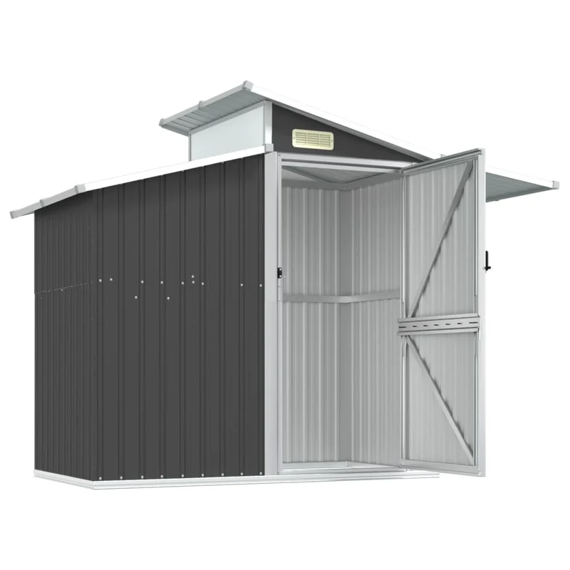 Abri de jardin cabane cabanon maison de stockage remise extérieur hangar outils robuste 270 x 130 x 208,5 cm acier galvanisé anthracite 02_0022210