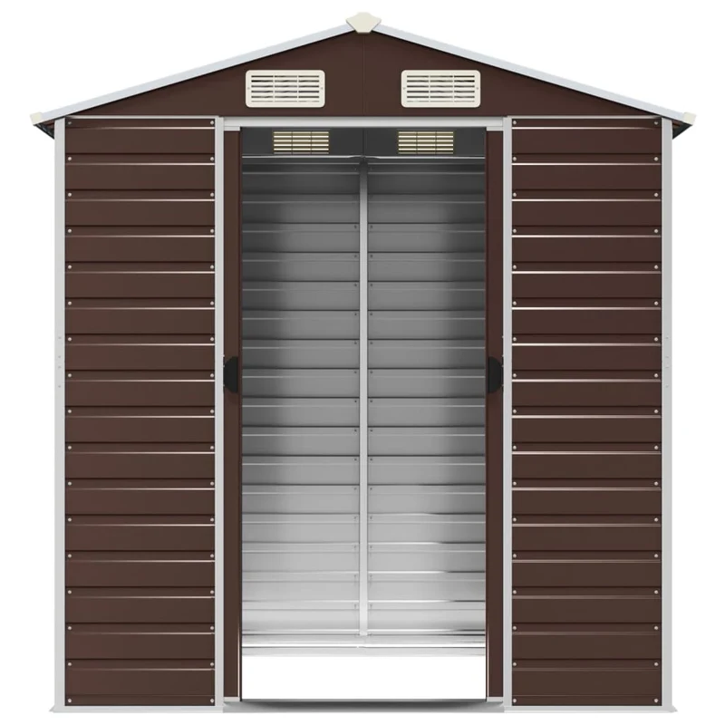 Abri de jardin cabane cabanon maison de stockage remise extérieur hangar outils robuste 191 x 130 x 198 cm acier galvanisé marron 02_0022268