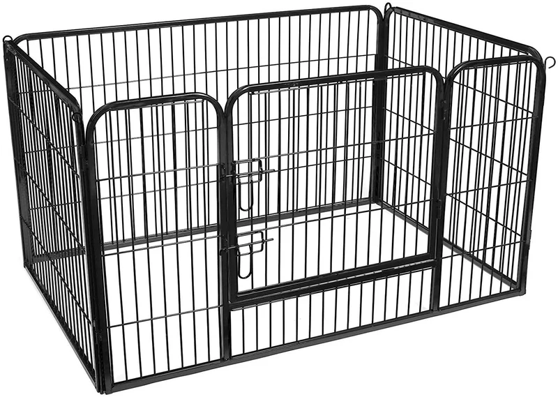 Parc enclos en métal pliable pour chien animaux 122 x 78 x 69 cm noir 12_0000475