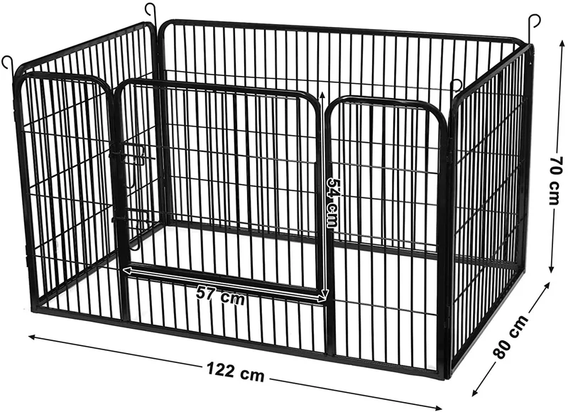 Parc enclos en métal pliable pour chien animaux 122 x 78 x 69 cm noir 12_0000475