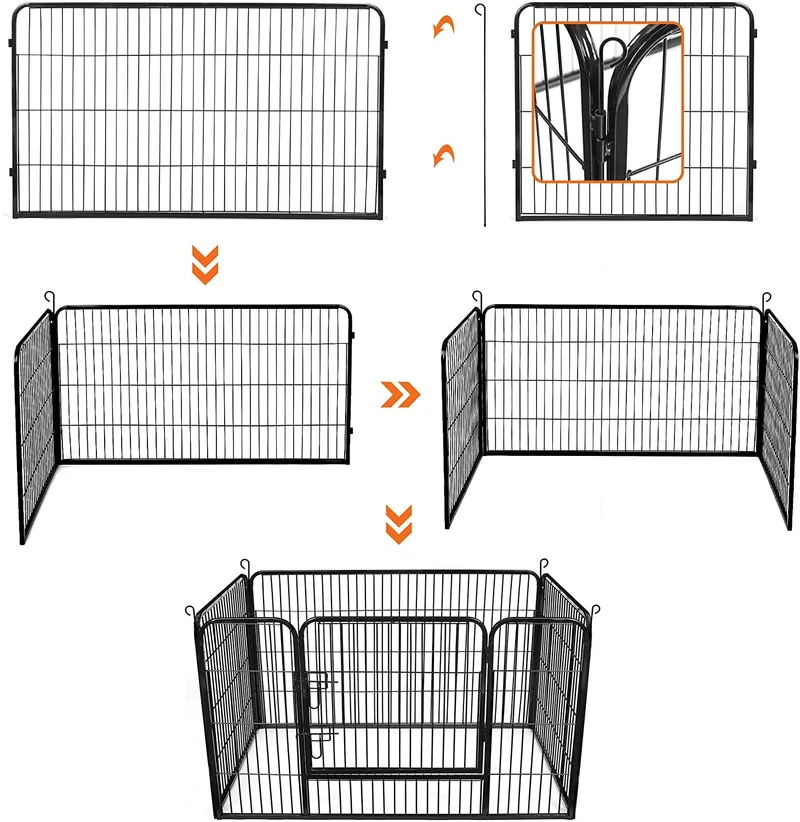Parc enclos en métal pliable pour chien animaux 122 x 78 x 69 cm noir 12_0000475