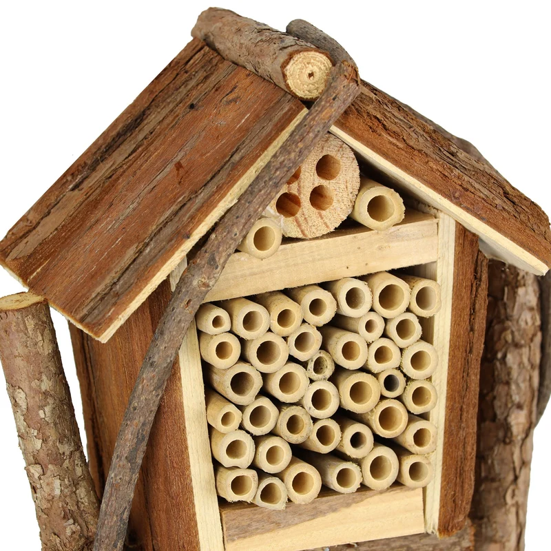 Lot de 2 hôtel à insectes pot de fleurs en bois jardin balcon déco naturel 30 x 20 x 20 cm en bois marron 13_0010778