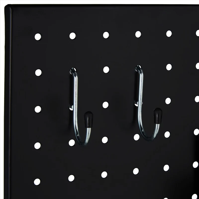 Panneau mural perforé de rangement outils 60 x 40 cm avec accessoires modulables design contemporain en métal gris 13_0010936