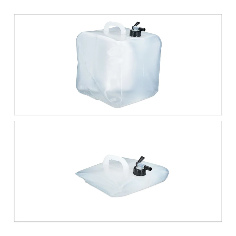 Lot de 4 jerricans pliables pratiques 32 x 27 x 27 cm pour camping festival en plastique transparent 13_0012377
