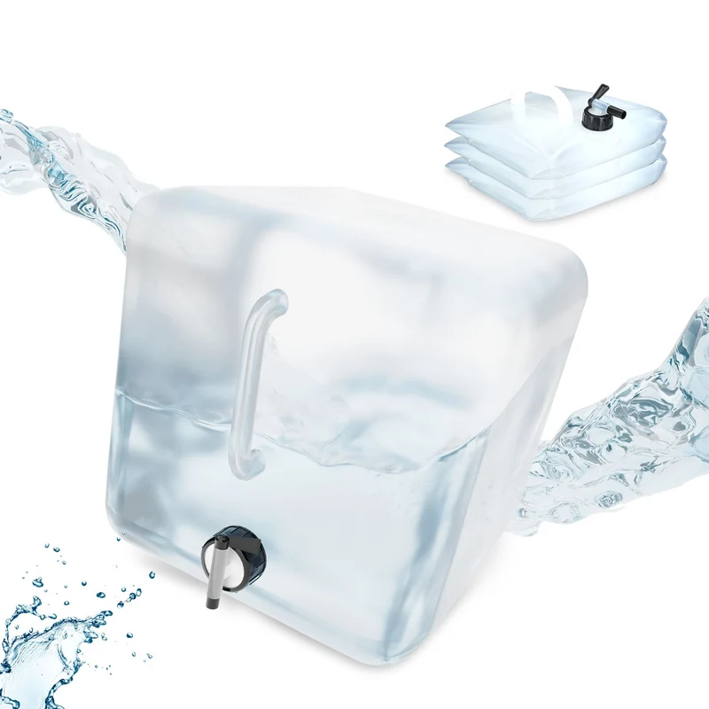Lot de 4 jerricans pliables pratiques 32 x 27 x 27 cm pour camping festival en plastique transparent 13_0012377