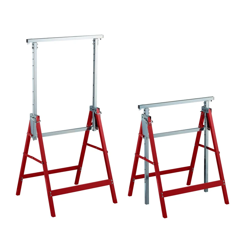 Lot de 2 tréteaux pliables réglables pour travaux domestiques 78 x 60 x 70 cm en acier noir 13_0012033