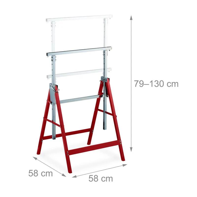 Lot de 2 tréteaux pliables réglables pour travaux domestiques 78 x 60 x 70 cm en acier noir 13_0012033