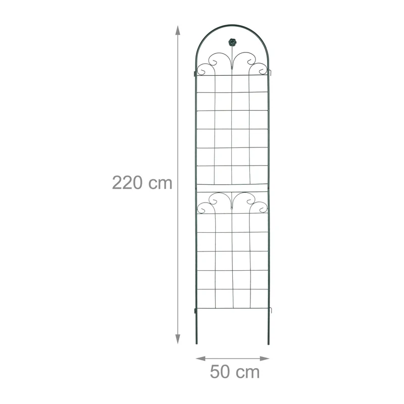 Lot de 2 grilles tuteur décoratives jardin 220 x 50 x 15 cm en métal vert foncé 13_0012017