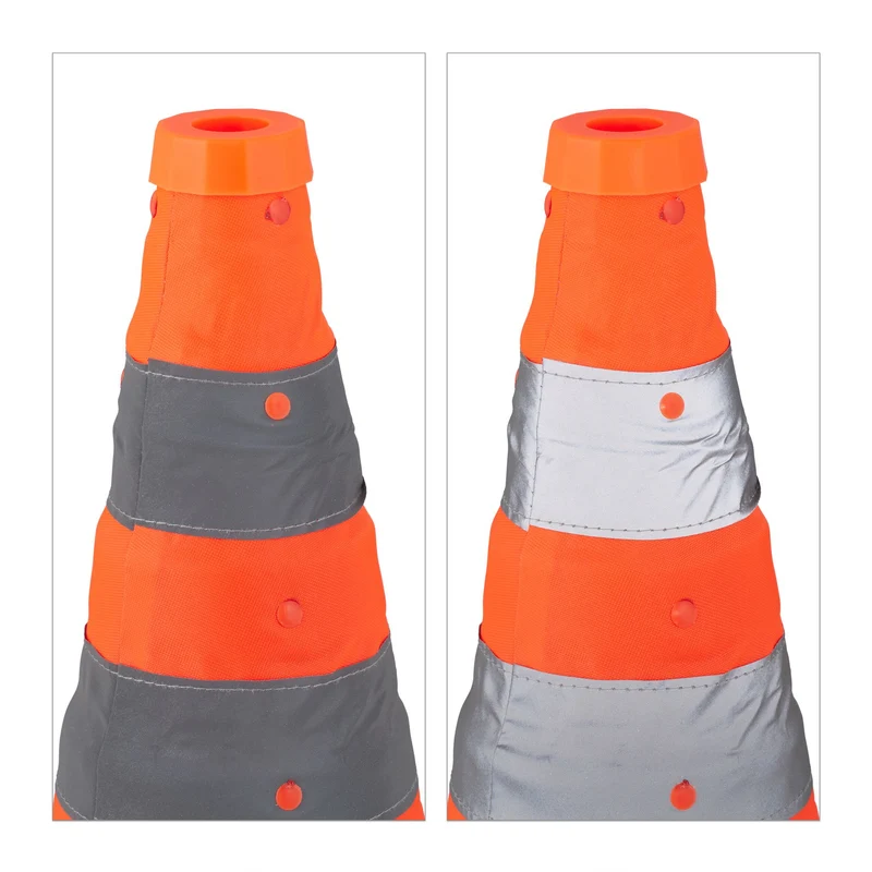 Lot de 2 cônes de signalisation pliables pratiques pour extérieur visibilité optimale 70 x 30 cm en plastique orange 13_0015928