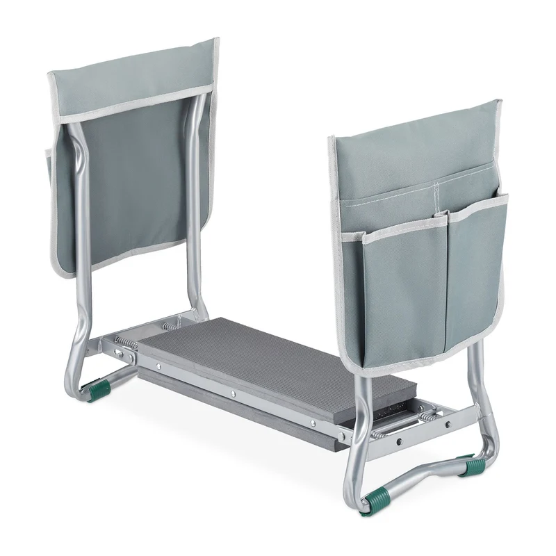 Agenouilloir de jardin pliable ergonomique 80 x 30 x 16 cm avec coussin rembourré en métal vert 13_0011883