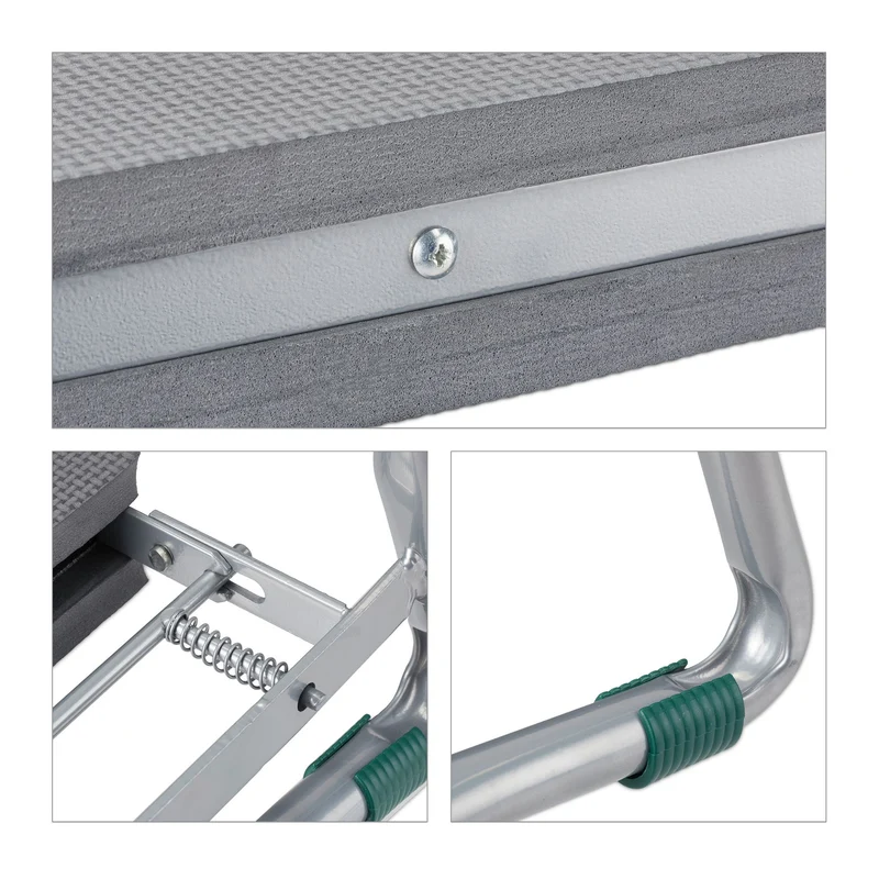 Agenouilloir de jardin pliable ergonomique 80 x 30 x 16 cm avec coussin rembourré en métal vert 13_0011883