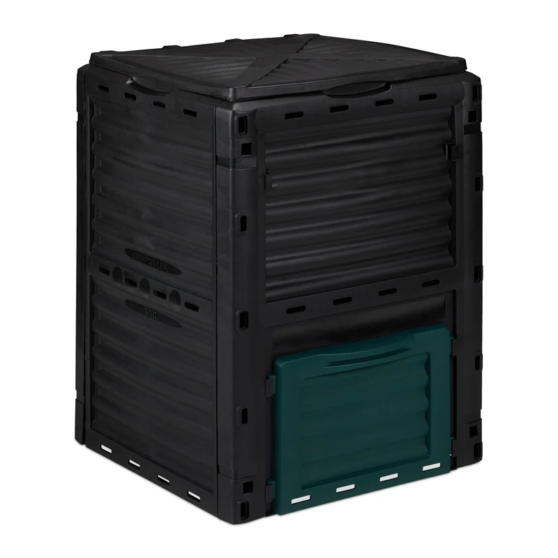 Composteur de jardin fermé 230 l système emboîtant pour déchets verts et cuisine en plastique noir 13_0011175