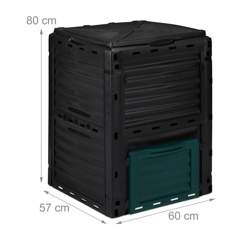 Composteur de jardin fermé 230 l système emboîtant pour déchets verts et cuisine en plastique noir 13_0011175