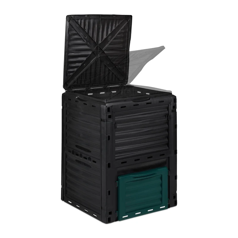 Composteur de jardin fermé 230 l système emboîtant pour déchets verts et cuisine en plastique noir 13_0011175