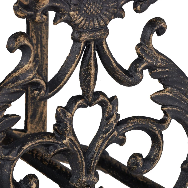 Support mural pour tuyaux d'arrosage jardin décoratif 38,5 x 32,5 x 23 cm en fer gris 13_0009135