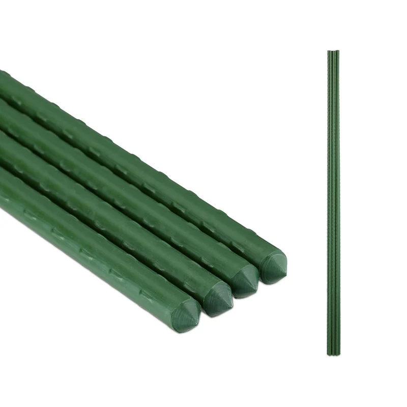 Lot de 10 tuteurs de plantes pour jardin 90 x 3 cm stabilisation plantes grimpantes en plastique vert foncé 13_0012635